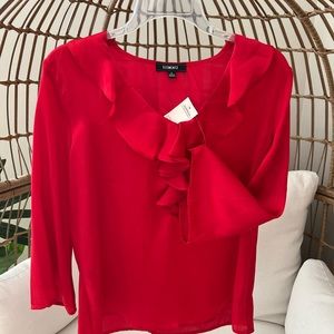 Red silk blouse. New with tags